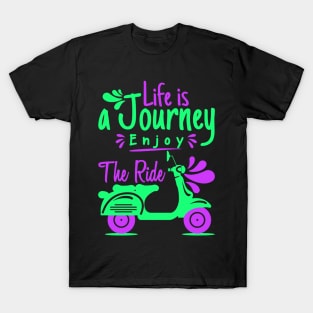 Life is a Journey: Enjoy the Ride - Colorful Minimalist Scooter Design T-Shirt